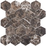 Hexagon Dark Emperador Tumbled 63x63 Мозаика Starmosaic Wild Stone